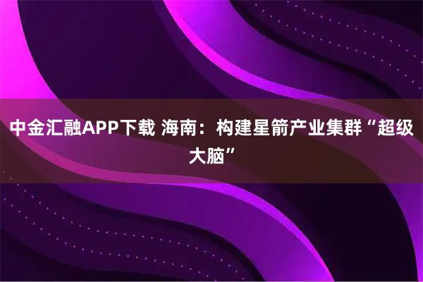 中金汇融APP下载 海南：构建星箭产业集群“超级大脑”